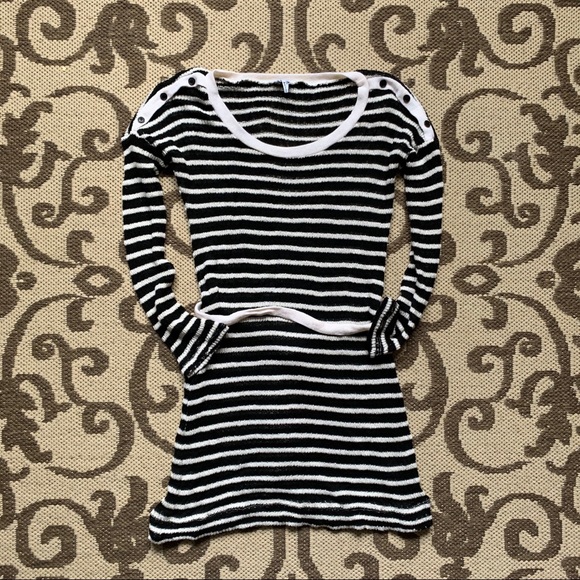Splendid Striped Tunic Sweater Dress w Waist Tie - Picture 2 of 8